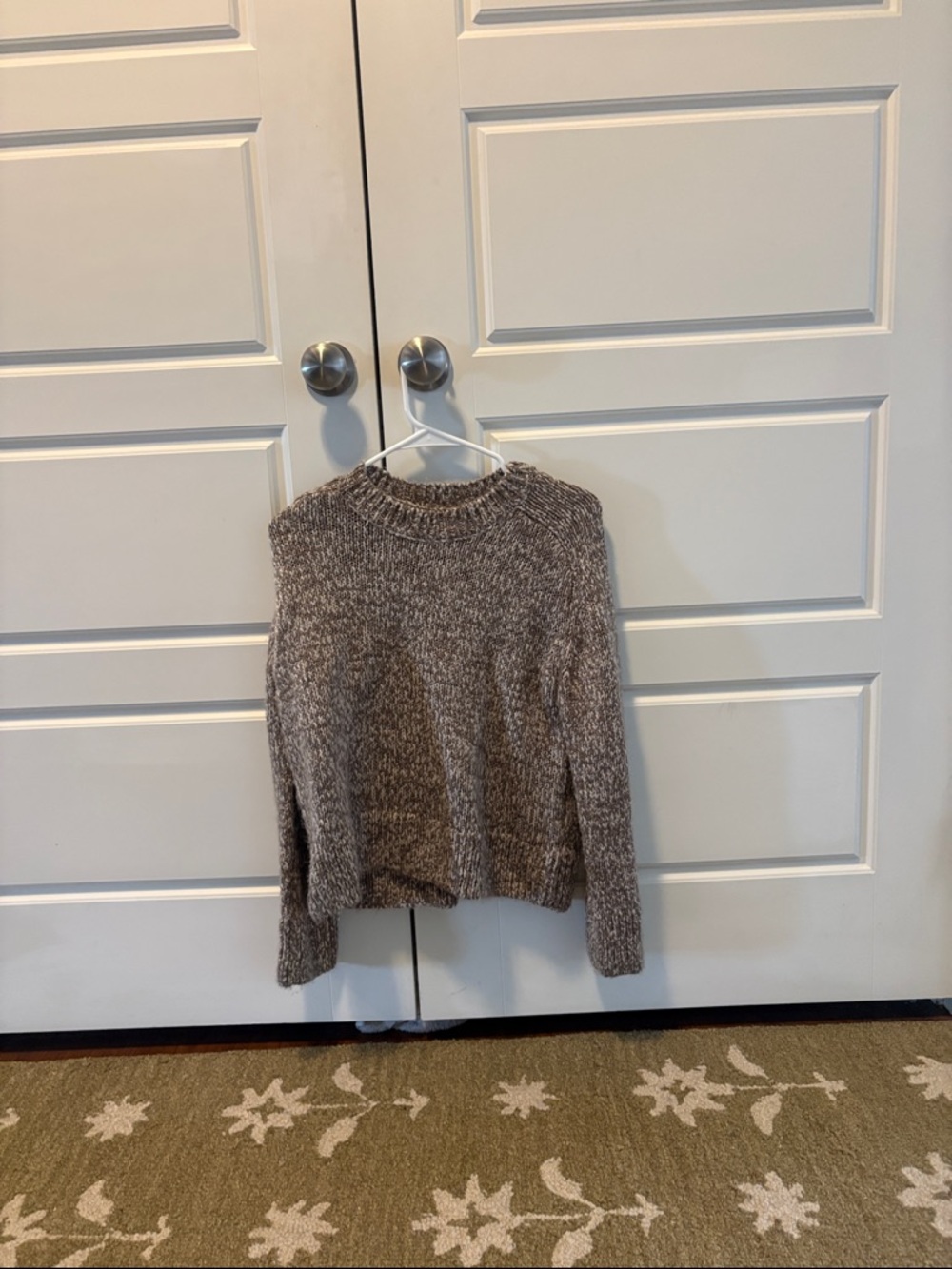 Abercrombie & Fitch Marled Taupe Crewneck Sweater